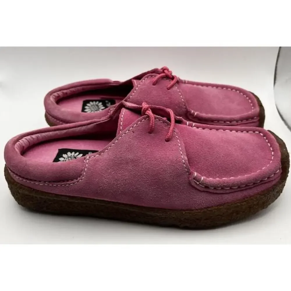 Yellow Box Depot Leather Mules Womens 6.5 Suede Pink Comfort Artsy Slip On - Picture 4 of 8
